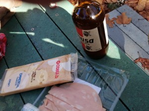 Frugalità alimentari di un pasto nella pineta di Viareggio